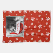 Weihnachtskatze, mit Namen anpassen Geschirrtuch (Horizontal)