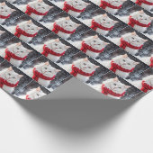 Weihnachtskatze mit rotem Karpfen Geschenkpapier (Ecke)