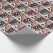 Weihnachtskatze mit rotem Ornament Geschenkpapier (Ecke)