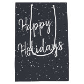 Weihnachtskatze mit Scarf und Schneeflocken Mittlere Geschenktüte (Rückseite)