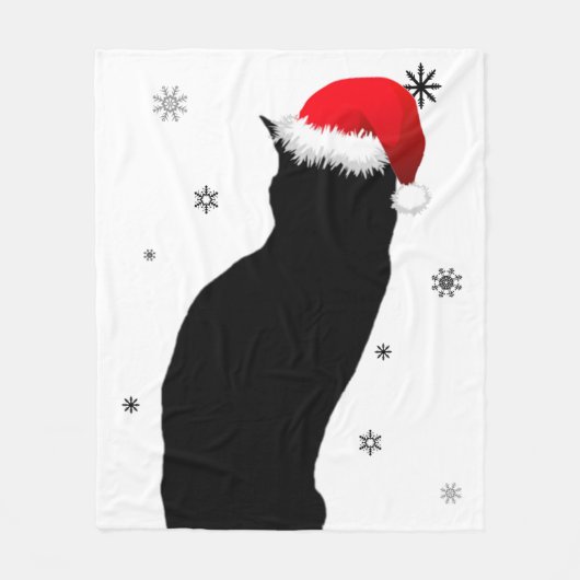 Weihnachtskatze mit Schnee-Fleece-Decke Fleecedecke (Vorderseite)