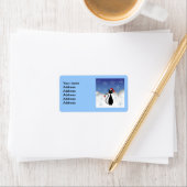 Weihnachtskatze mit Schneeflocken Adressaufkleber (Insitu)