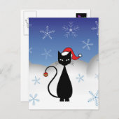 Weihnachtskatze mit Schneeflocken Feiertagspostkarte (Vorne/Hinten)