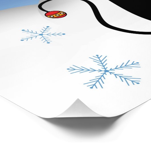 Weihnachtskatze mit Schneeflocken Fotodruck (Ecke)