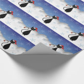 Weihnachtskatze mit Schneeflocken Geschenkpapier (Ecke)