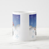 Weihnachtskatze mit Schneeflocken Jumbo-Tasse (Vorderseite)