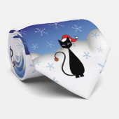 Weihnachtskatze mit Schneeflocken Krawatte (Gerollt)