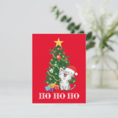 Weihnachtskatze mit Weihnachtsbaum Feiertagskarte (Stehend Vorderseite)