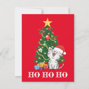 Weihnachtskatze mit Weihnachtsbaum Feiertagskarte