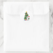 Weihnachtskatze mit Weihnachtsbaum Runder Aufkleber (Tasche)