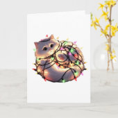 Weihnachtskatze mit Weihnachtslicht Karte (Gelbe Blume)