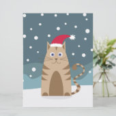 Weihnachtskatze mit Weihnachtsmannmütze in Schneew Karte (Stehend Vorderseite)