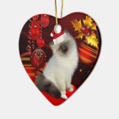 Weihnachtskatze mit Weihnachtsmannmütze Keramikornament (Links)