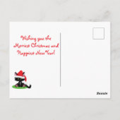 Weihnachtskatze mit Weihnachtsmannmütze Schneefloc Postkarte (Rückseite)