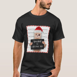 Weihnachtskatze Mugshot hat den Weihnachtsbaum zer T-Shirt