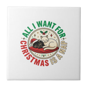Weihnachtskatze Nap Urlaub Design Fliese