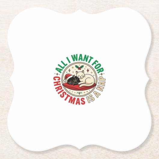 Weihnachtskatze Nap Urlaub Design Untersetzer (Vorderseite)