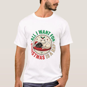 Weihnachtskatze-Nickerchen-Feiertagsdesign T-Shirt