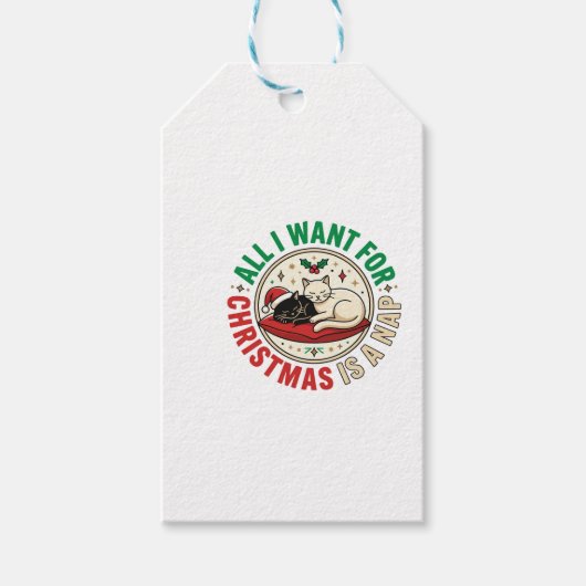 Weihnachtskatze-Nickerchen-Urlaubsdesign Geschenkanhänger (Vorderseite)