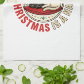 Weihnachtskatze-Nickerchen-Urlaubsdesign Geschirrtuch (Gefaltet)