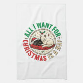 Weihnachtskatze-Nickerchen-Urlaubsdesign Geschirrtuch (Vertikal)