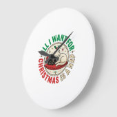 Weihnachtskatze-Nickerchen-Urlaubsdesign Große Wanduhr (Winkel)