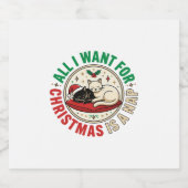 Weihnachtskatze-Nickerchen-Urlaubsdesign Schaumweinetikett (Einzelnes Label)