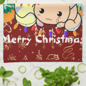 Weihnachtskatze niedlich, personalisierte Texte an Geschirrtuch (Gefaltet)