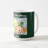 Weihnachtskatze niedlich, personalisierte Texte an Kaffeetasse (VorderseiteRechts)