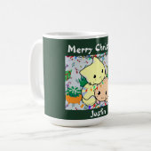 Weihnachtskatze niedlich, personalisierte Texte an Kaffeetasse (Vorderseite Links)