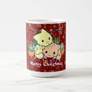 Weihnachtskatze niedlich, personalisierte Texte an Kaffeetasse
