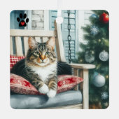 Weihnachtskatze Ornament Aus Metall (Vorderseite)