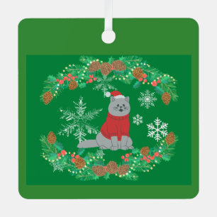 Weihnachtskatze Ornament Aus Metall