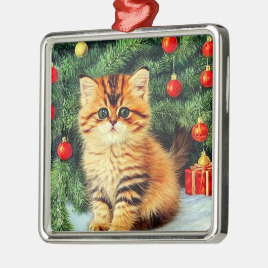 Weihnachtskatze Ornament Aus Metall (Links)