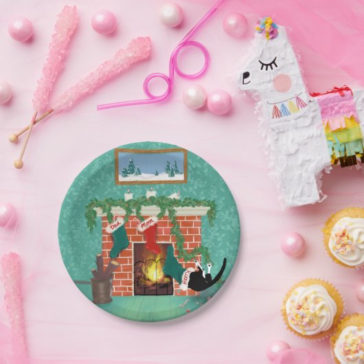 Weihnachtskatze Pappteller (Party)