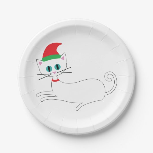 Weihnachtskatze Pappteller (Vorderseite)