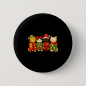 Weihnachtskatze passende Familien-Weihnachts-Pyjam Button (Vorderseite)