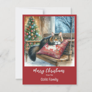 Weihnachtskatze Personalisierter Feiertag Mitteilungskarte