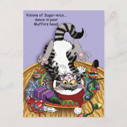 Weihnachtskatze Postkarte (Vorderseite)