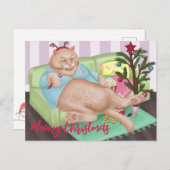 Weihnachtskatze Postkarte (Vorne/Hinten)