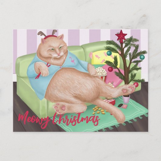 Weihnachtskatze Postkarte (Vorderseite)