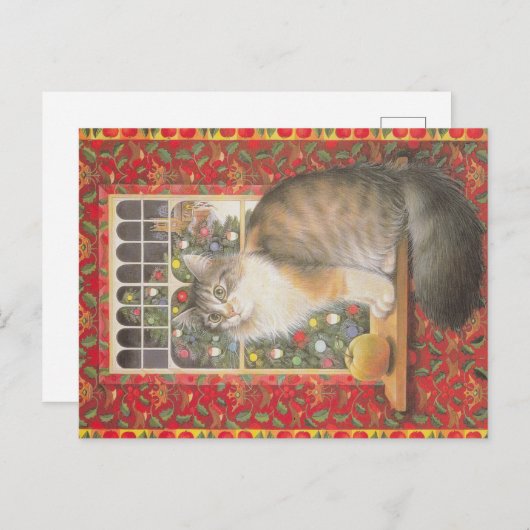 Weihnachtskatze Postkarte (Vorne/Hinten)