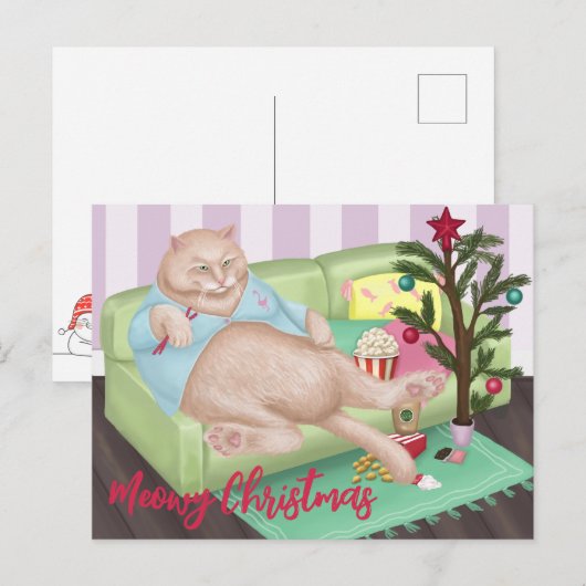 Weihnachtskatze Postkarte (Vorne/Hinten)