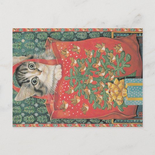 Weihnachtskatze Postkarte (Vorderseite)