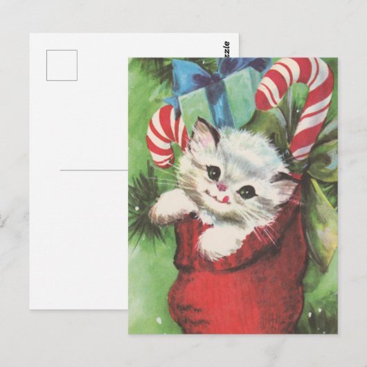 Weihnachtskatze Postkarte (Vorne/Hinten)