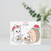 Weihnachtskatze Postkarte (Stehend Vorderseite)