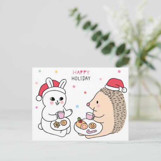 Weihnachtskatze Postkarte (Stehend Vorderseite)