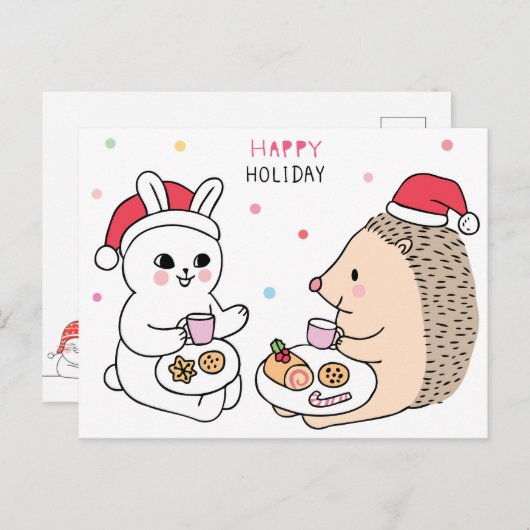 Weihnachtskatze Postkarte (Vorne/Hinten)