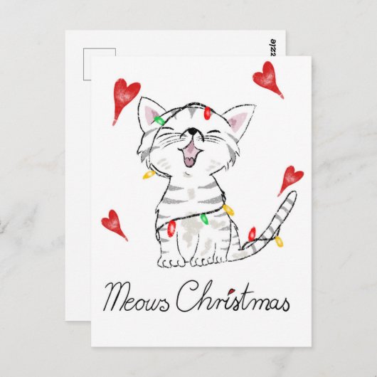 Weihnachtskatze Postkarte (Vorne/Hinten)