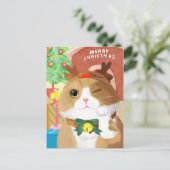 Weihnachtskatze Postkarte (Stehend Vorderseite)